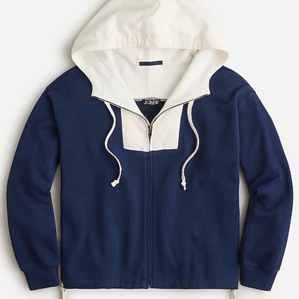 J. Crew NWT Full-zip color block terry fleece anorak (Medium)